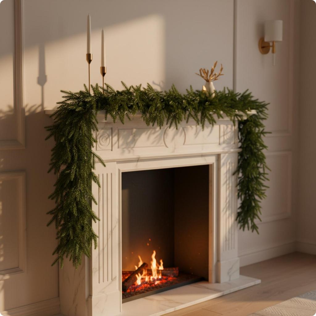 Artificial Green Cedar Garland Dense Easy to Shape for Indoor Seasonal