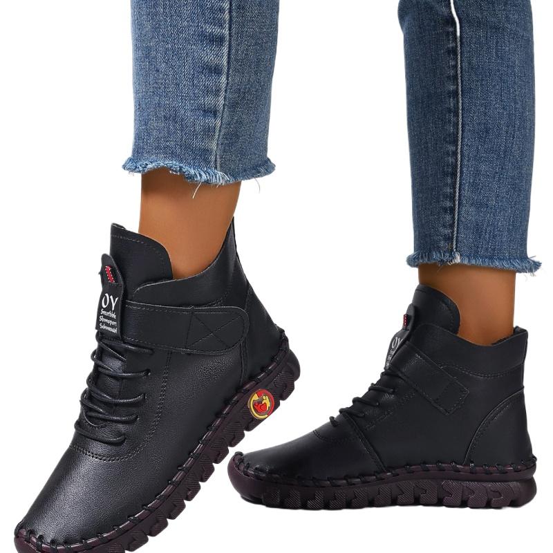 New Women Boots Comfortable Flat Ankle Boots Luxury Casual Thickened Warm Shoes Fashion Handmade Cotton Shoes Women 36-43