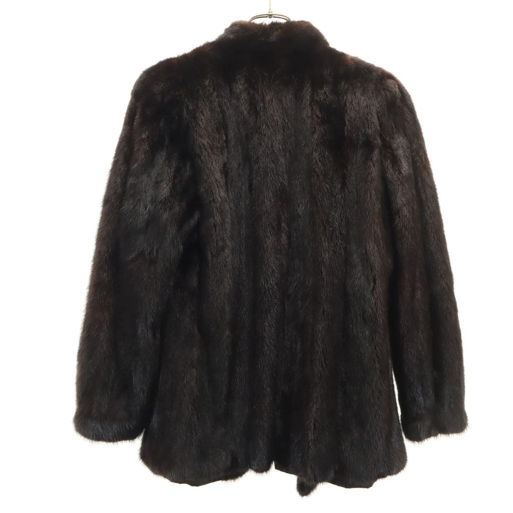 Reversible Fur Coat Dark Brown Women Used