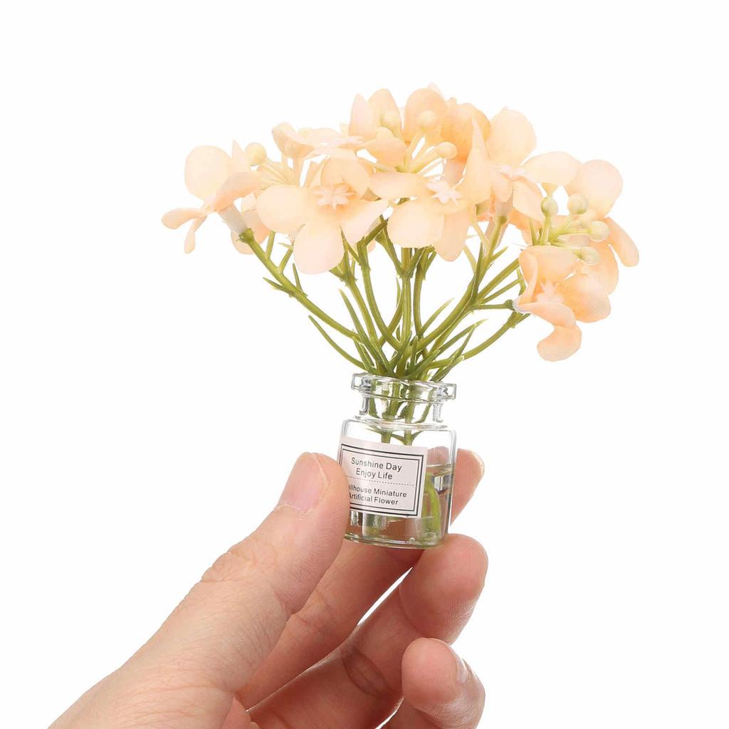 CoCud Mini Flower Dollhouse with Vase, Purple Silk Plastic Miniature Dollhouse Accessory (Compatible Scales: 1:12, 1:8, 1:6 Fairy House) - Set of 2