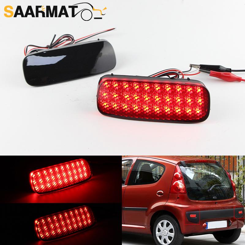 2PCS Red LED Rear Bumper Reflector Lights Fog Lights For Citroen C1 C5 Peugeot 107 206 607 Expert For Fiat Scudo Car Accessories