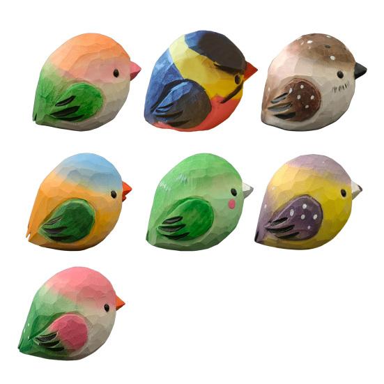 Mini Wood Carving Bird Ornament Hand-Carved Painted Bird Figurine Statue Sculpture Home Office Desktop Decoration Ornament