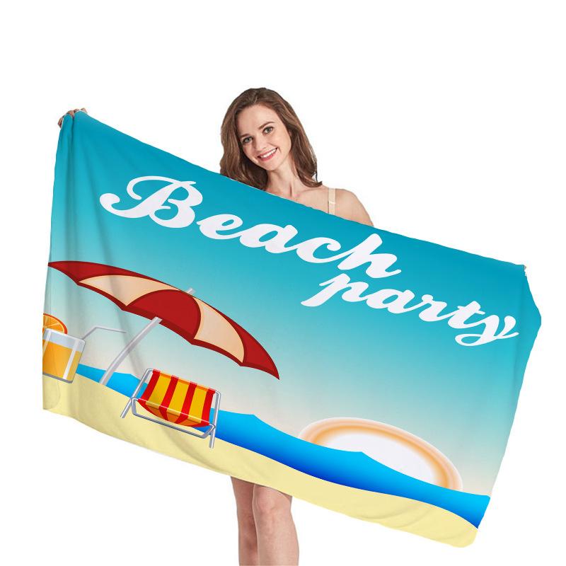 happy summer beach digital-printed polyester Superfine fiber double-sided fleece Beach vacation bath towel, beach towel