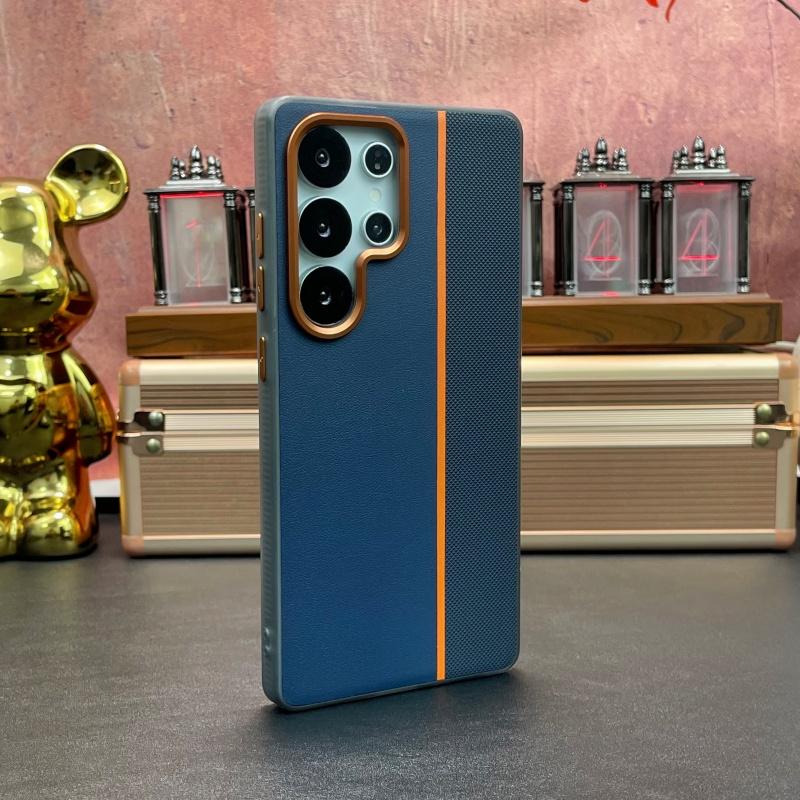 

Splicing Contrasting Magnetic Suction Leather Case for Samsung Galaxy S25 Ultra S24 S23 Ultra Metal Lens Anti-fingerprint Cover Galaxy S24 Ultra синій