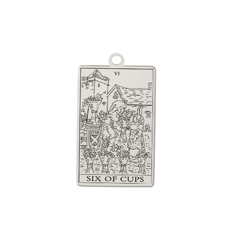 Dawapara The Suit of Cups Minor Arcana Tarot Cards Pendant for Necklaces Earrings Stainless Steel Charms for Jewelry Making