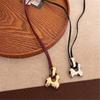 Elegant Handmade Abstract Hollow Pendant Choker Adjustable PU Leather Chain Necklace Trendy Accessory for Ladies