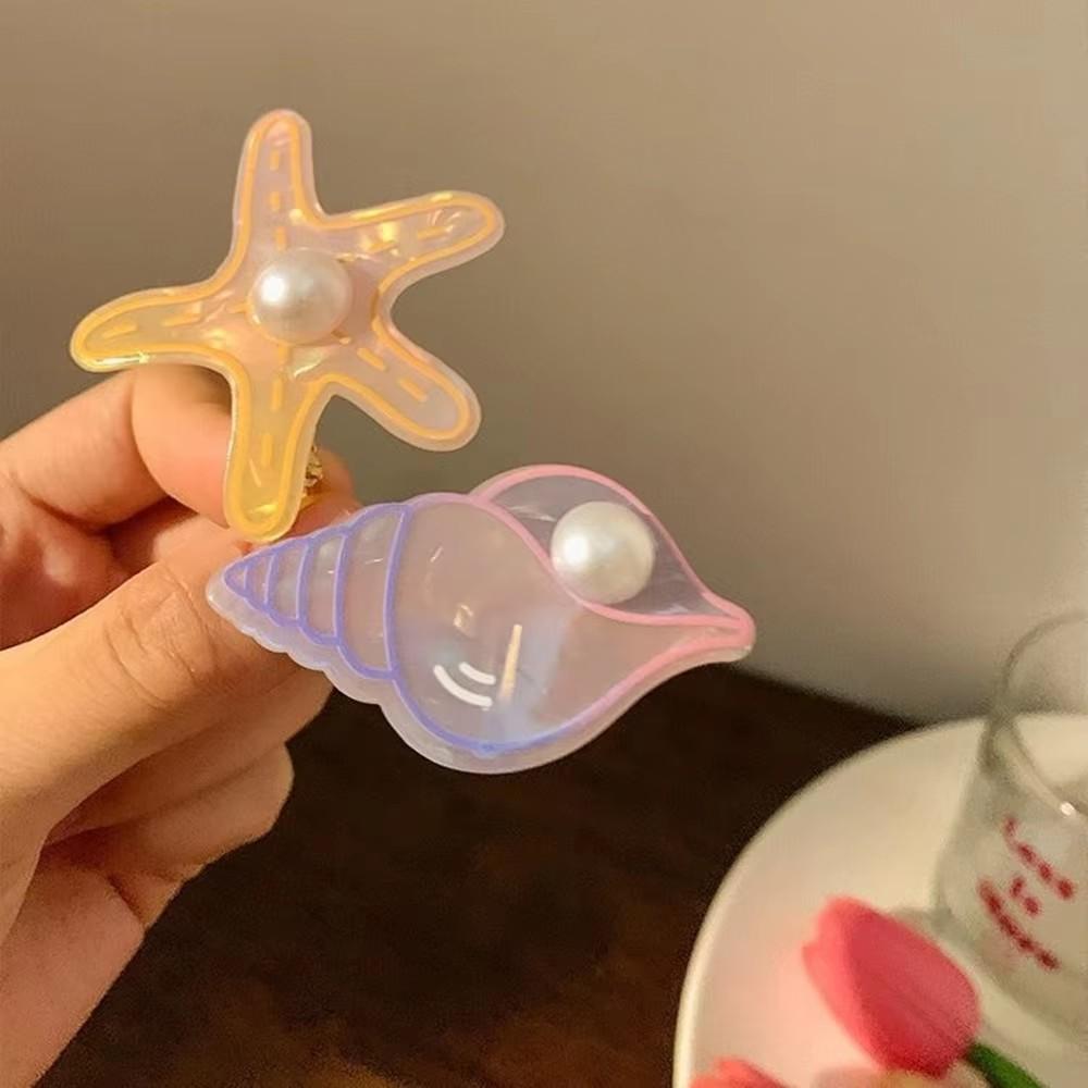 Colorful Sweet Cute Acrylic Ocean Style Starfish Shell Hair Clip for Women Girls Forehead Fringe Clip Fashion Summer Beach Gifts