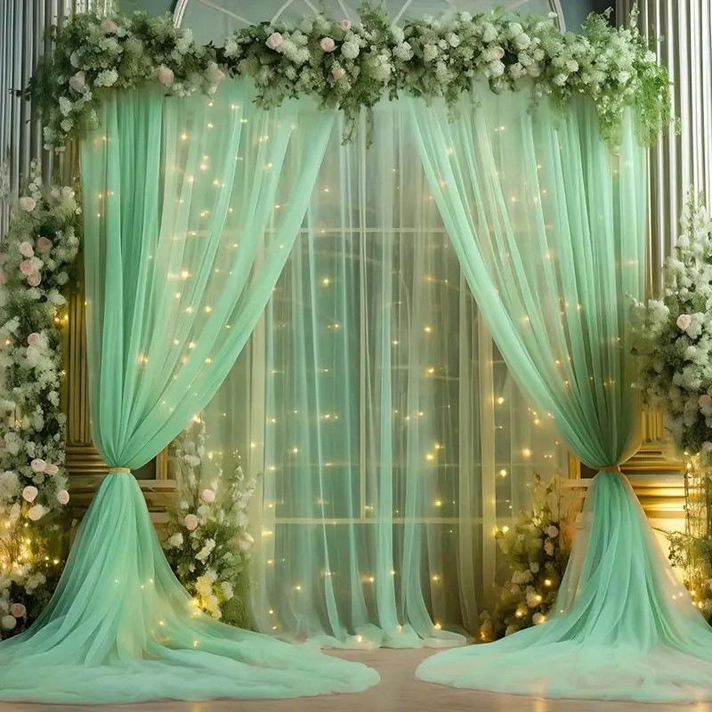 Cross-Rod Outdoor Wedding Mesh Curtain for Party Decoration