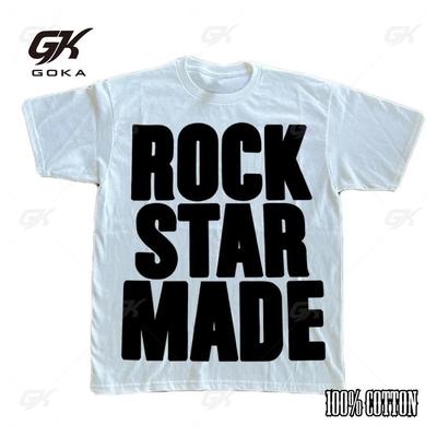 Rock Goth Fashion Men's Punk Hip Hop Rap Vintage Letter Print Short Hipster T-Shirt Casual Oversized Y2K Cotton Streetwear
