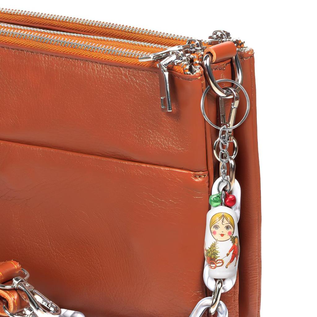 DEARMAMY Süße kleine Matroschka Schlüsselanhänger, Set von 12, Lustige Taschenanhänger, Perfekt für Weihnachten oder Halloween, Zufällige Designs