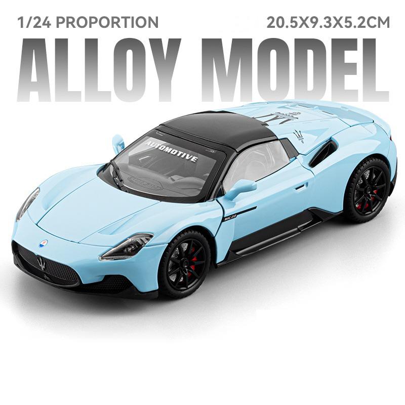 

1/24 Maserati MC20 Кабріолет Сплавний Модель Спортивного Автомобіля Литі Металеві Трекові Гоночні Автомобілі Модель Транспортного Засобу Звук Світло Симуляція Дитячий Подарунок синій