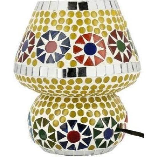 Lampa stołowa ze szklanym kloszem w kształcie kopuły, wielokolorowa, do salonu, sypialni, na biurko