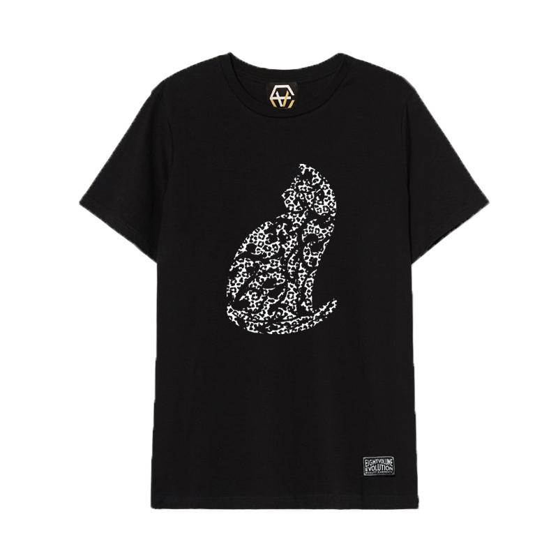 Eight Volume Ev Leopard Cat Black Tee Black/L