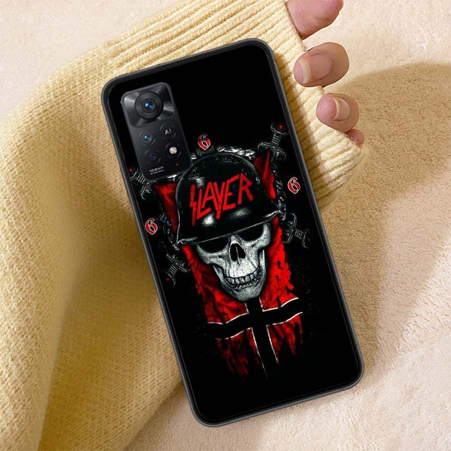 Slayer Heavy Metal Rock Band Phone Case For Redmi Note 13 14 15 Pro Plus 12 13C 12C 15C 9 10 10C 9T 9C 9A TPU Soft Cover Clear C