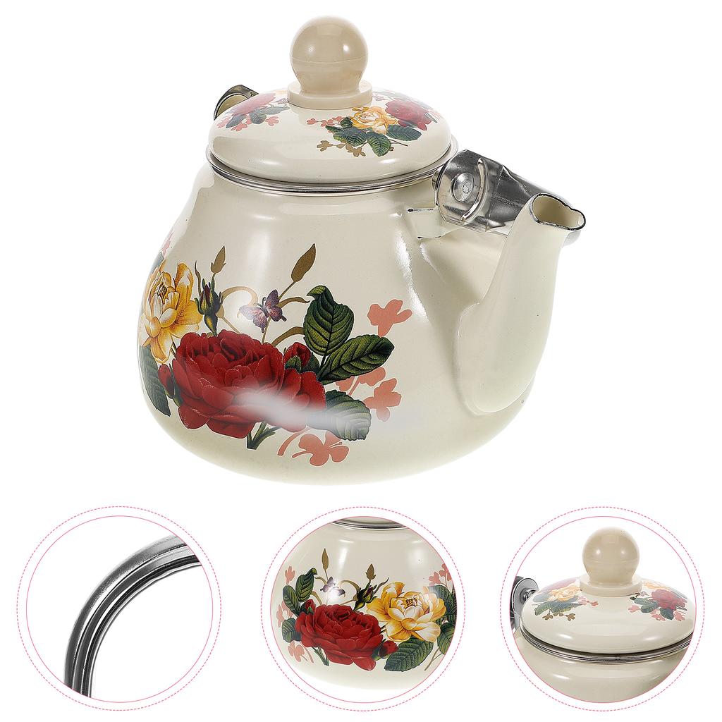 Enamel Pot Infuser Teapot Farmhouse Kettle Stoveto Water Coffee Kitchen Oil Jug Camping Kettles Stovetop Vintage
