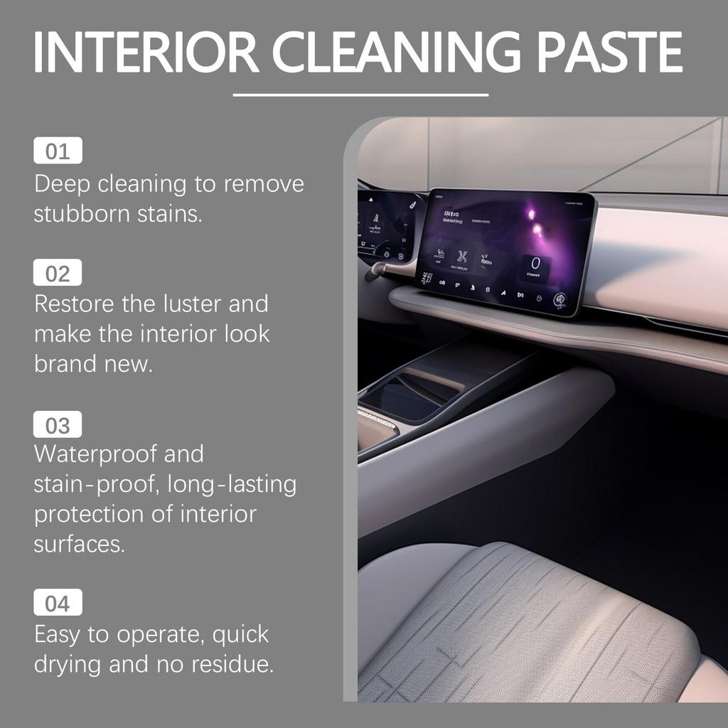 Homonth Car Interior Cleaning Cream Seat Leather Foam Waterless Top Flip Car Interior Cleaning