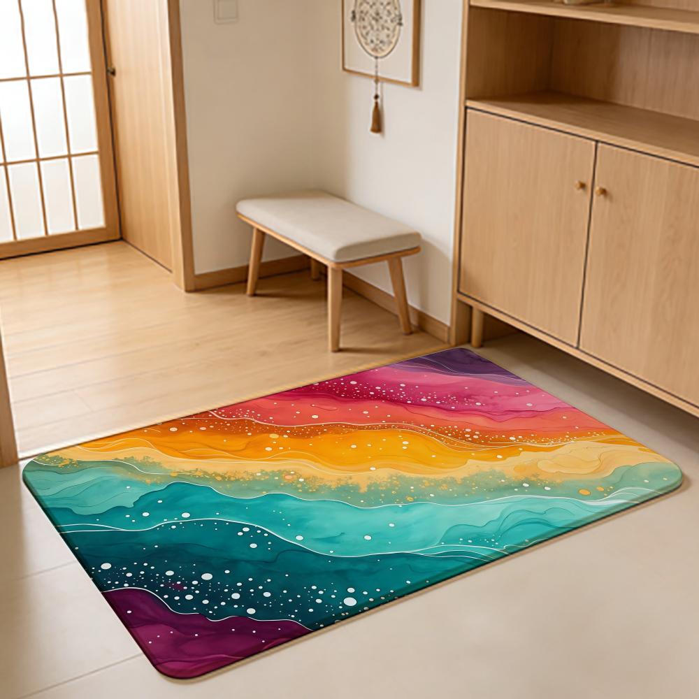 Cartoon Style G-Gradient Color Floor Mat Absorbent Floor Mat Non-Slip Entrance Rug for Bathrooms Restrooms and Toilets