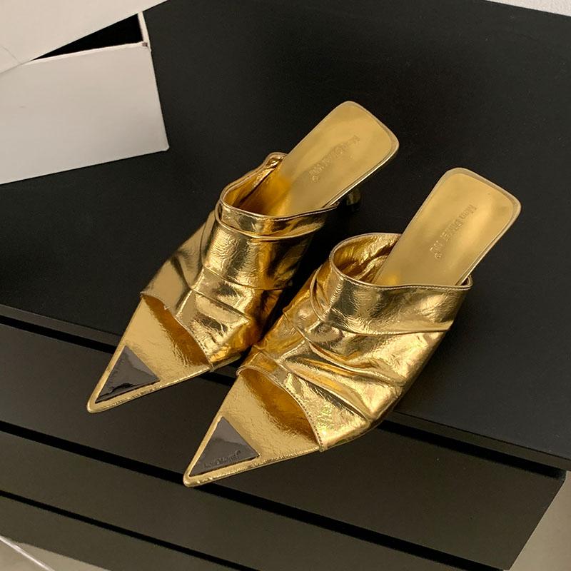 

Мода Мода Острый Носок Женские Средние Каблуки Туфли-Лодочки Шлепанцы Обувь Слипоны Обувь Неглубокие Женские Тонкие Каблуки Туфли Женские Сандалии 35 золотой