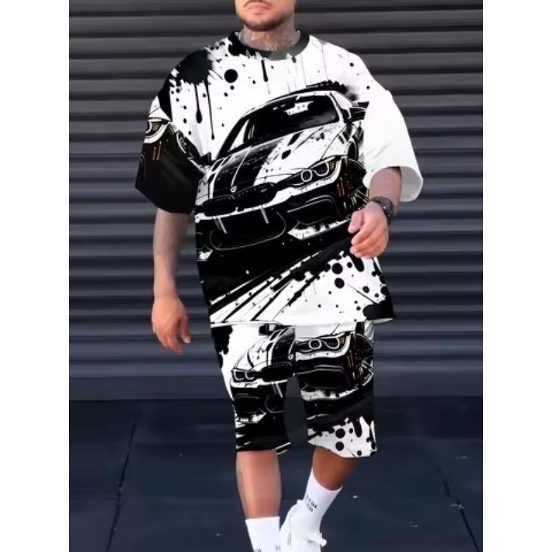 

Летняя футболка с коротким рукавом с 3D-принтом, мужской повседневный комплект для отпуска, узоры, которые являются повседневной модой, мягкий, удобный, дышащий S