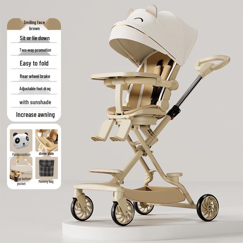 Lightweight Reclining & Sitting Baby Stroller - Two-Way Foldable Newborn & Kids Stroller