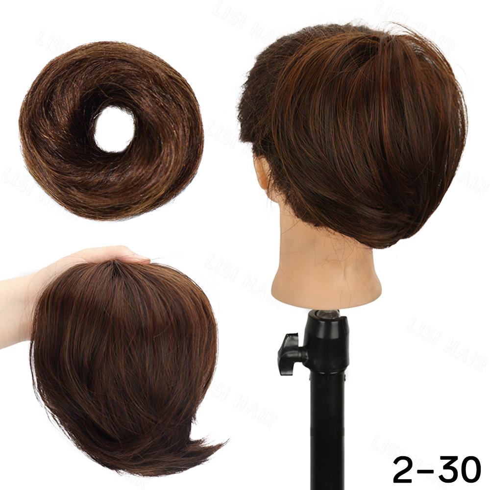Synthetic Short Straight Wig Extensions Elastic Donut Bun Chignon Scrunchies Hairpieces Ponytail For Women Daily Use