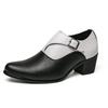 Men's White Pointed Toe Leather High Heel Shoes for Weddings and Parties - Size 37, Business Casual, Height Increasing