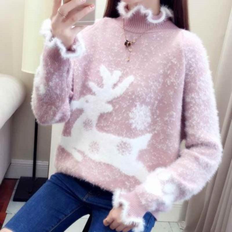 Pullover Thick Knitted Christmas Sweater S розовый 1889₽