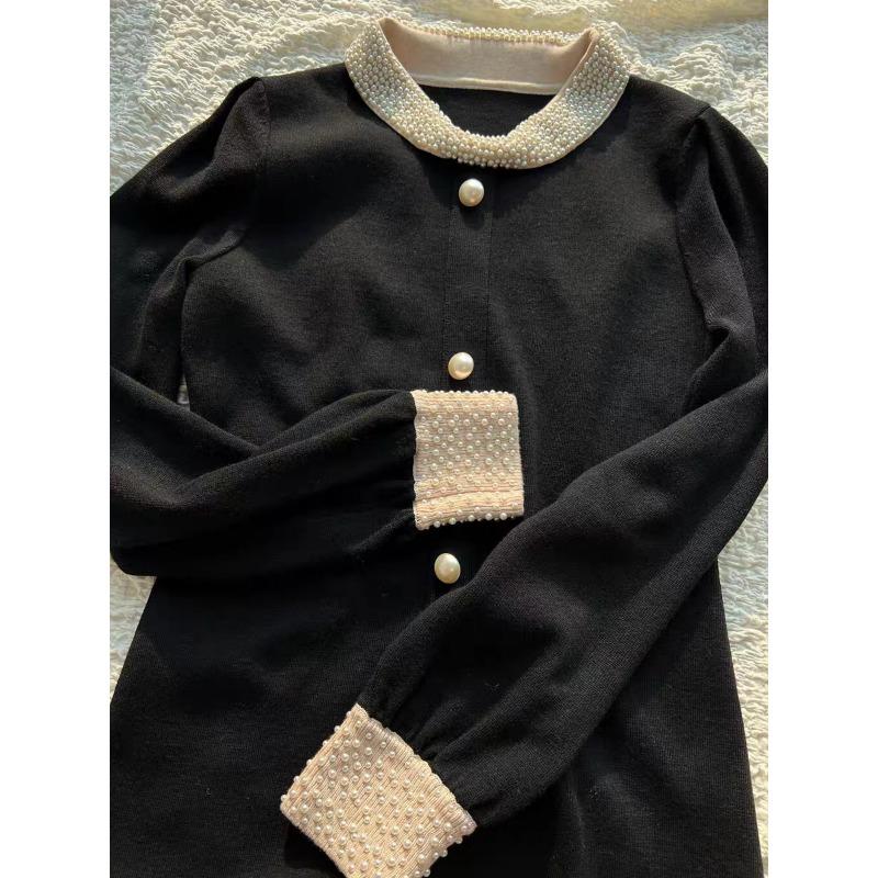 Small Black Dress, High-end Exquisite Long Sweater with Black Knitted Dress Inside, Women's Autumn and Winter