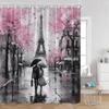 Pink Fashion Romantic Shower Curtain Paris Landscape Dress Pink Bathroom Decoration Modern Bathroom Curtain with Hook