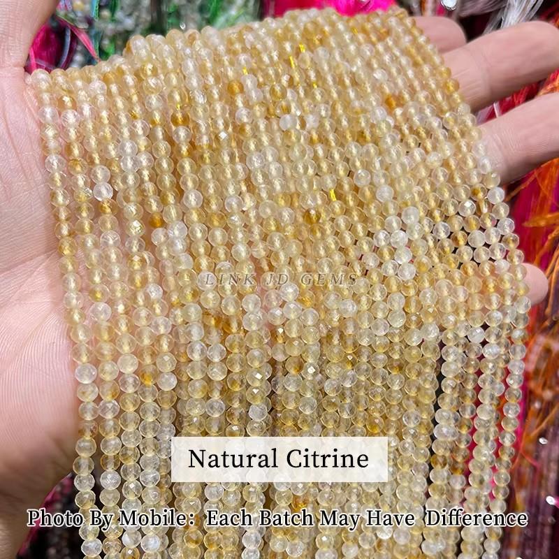 2 3 4mm Natürliche Facettierte Citrin Fluorit Amethyst Steinperlen Runde Mineralperlen Für Schmuckherstellung DIY Armband Zubehör
