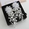 Zinc Zinc Alloy Crystal Beads Ear Drop Luxury Long Ear Drop Brilliant White Flower Earrings  Banquet
