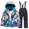 Children's Fashion Skiwear Set Boys' And Girls' Thickened Waterproof Warm Ski Suit Jacket And Trousers Outfit Set