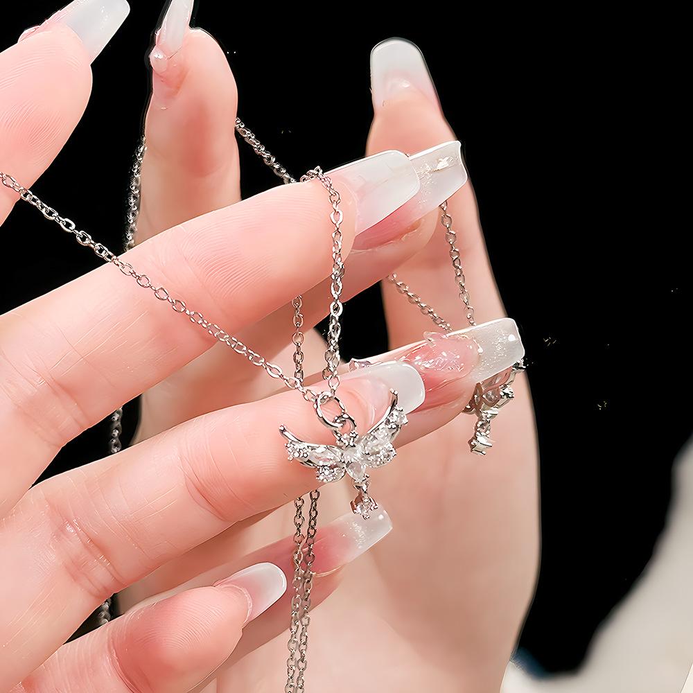 Summer Sugar Cube Necklace Female Princess Light Luxury Titanium Steel Non-Fading Collarbone Chain Neck Chain Jewelry