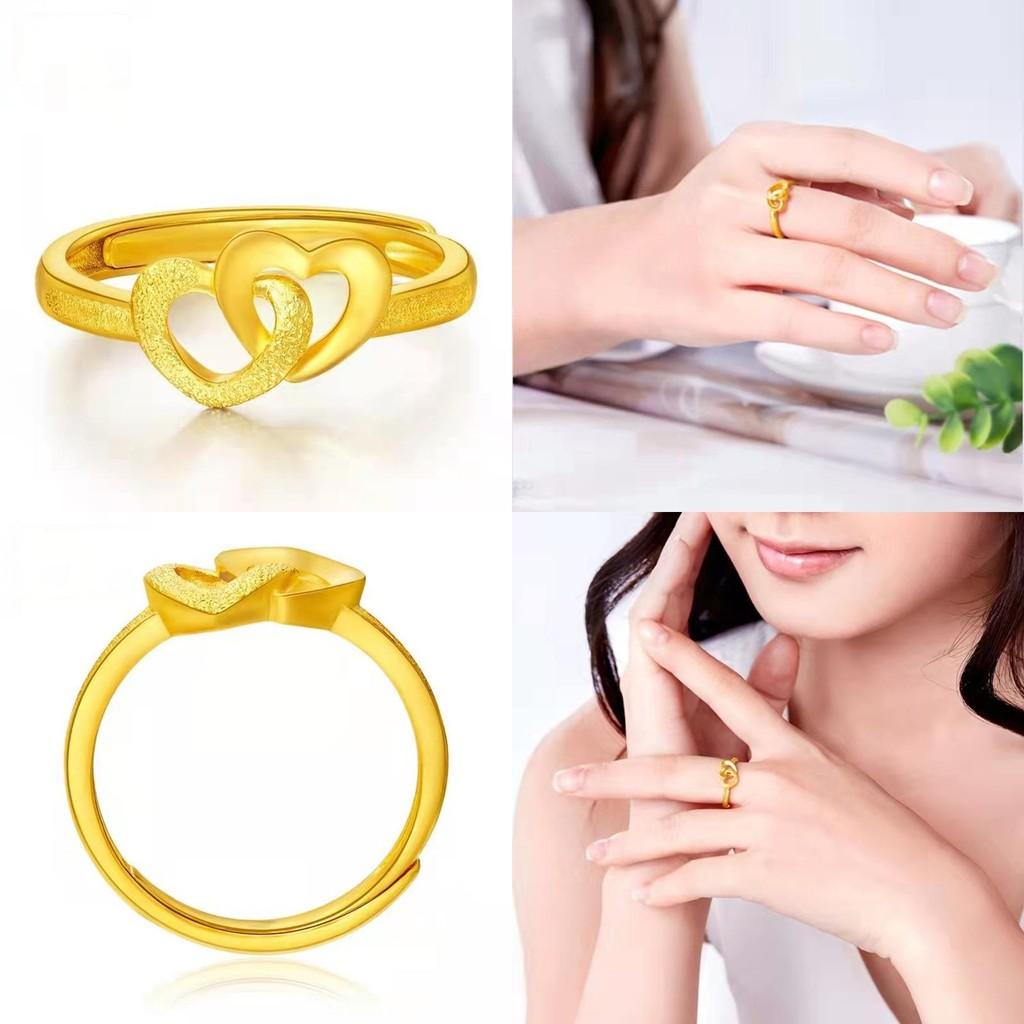 Beautifully Crafted Double Heart Ring Adjustable And Gold-plated Heart Design For Women
