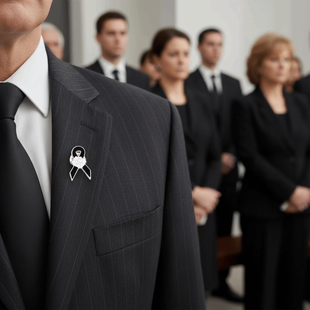 Awareness Funeral Ribbon Badge Brooch White Funerals Memorial Pin Mourning Badge Brooch Women Men
