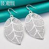 925 Sterling Silver Leaf Piercing Earrings Wedding Jewelry