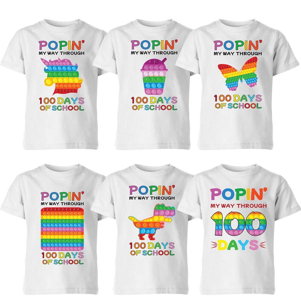 

Poppin My Way Through 100 Days Funny 100th Day Of School Kid T Shirt 4XL