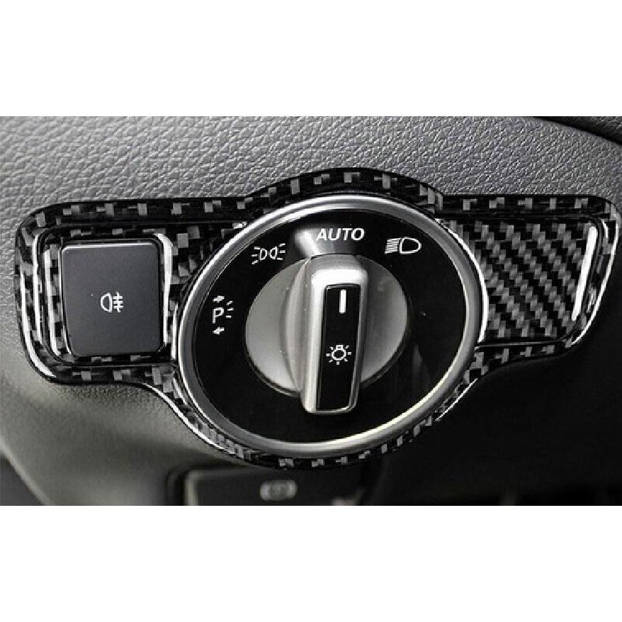 For Benz GLE GLS 2016-2019 Real Carbon Fiber Headlight Control Button Ring Trim