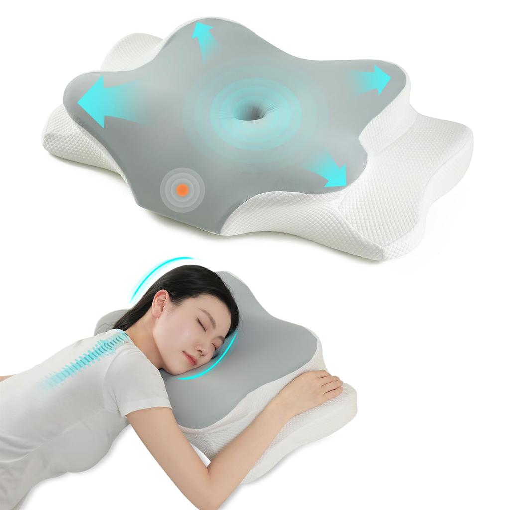 Neck Pain Relief Pillow, Restful Sleep Pillow, Memory Foam Pillow, 3D Ergonomic Pillow, Supports Head, Neck, and Shoulders, Hollow Design, Arm