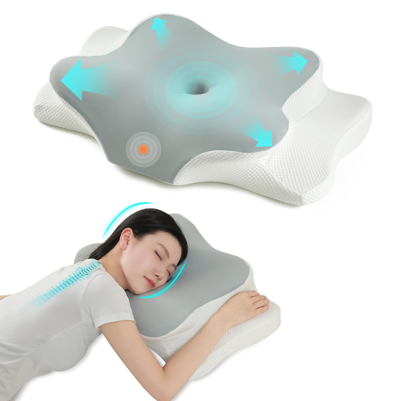 

Neck Pain Relief Pillow, Restful Sleep Pillow, Memory Foam Pillow, 3D Ergonomic Pillow, Supports Head, Neck, and Shoulders, Hollow Design, Arm