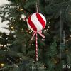 Red & White Plush Candy Christmas Balls Ornaments for Tree Decoration