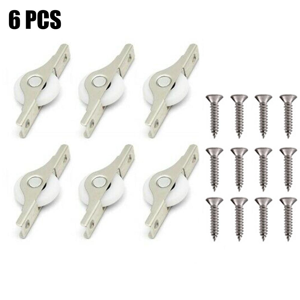

6pcs Kitchen Wardrobe Roller Trolley Window Wheels For Sliding Doors Caster Cabinet Casement Pulley Nylon Furniture Hardware