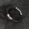 Men's Titanium Steel Black Leather Rope Woven Bracelet Bracelet European and American Simple Style