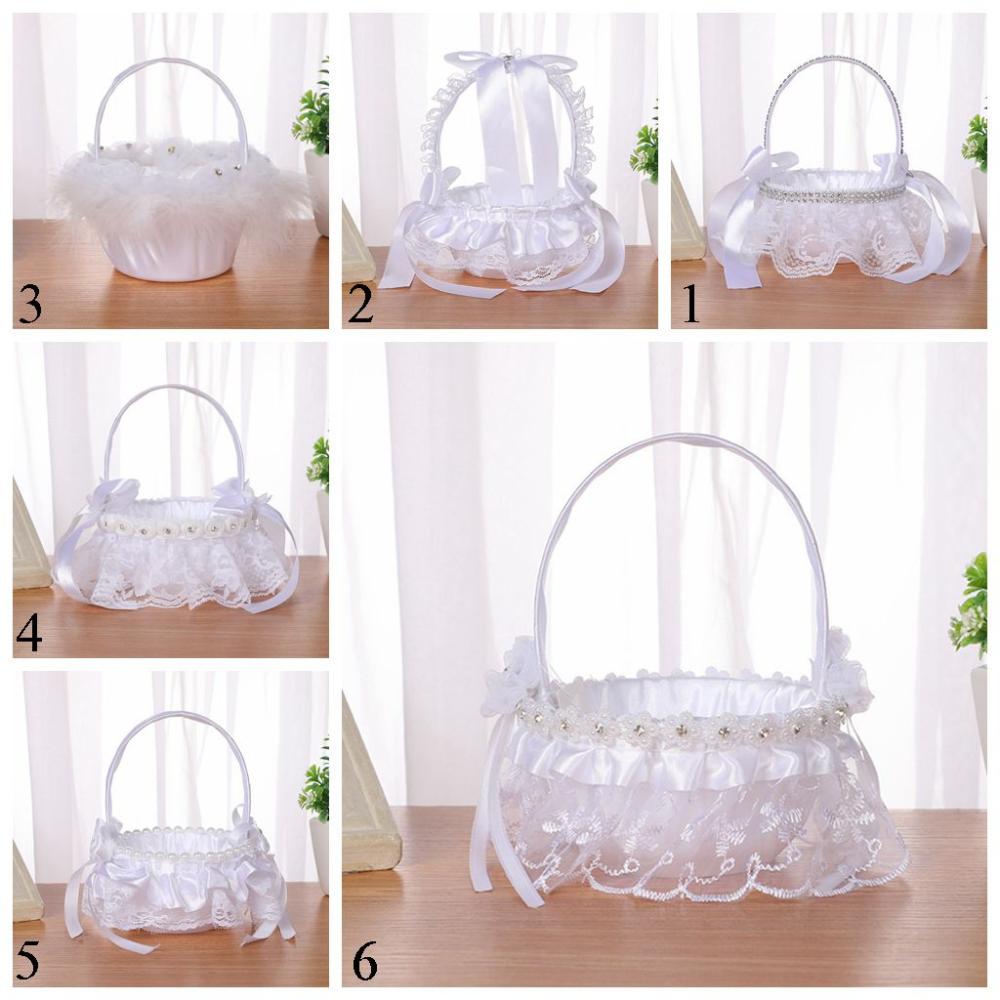 White Western Wedding Bridal Gift Wedding Supplies Party Decor Flower Basket Flower Girl Basket