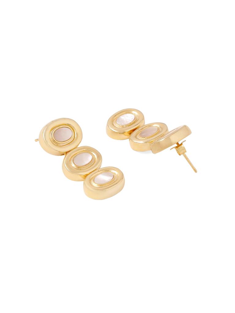 925 Sterling Silver Gold Plated Mother of Pearl Danglers Earring for Women