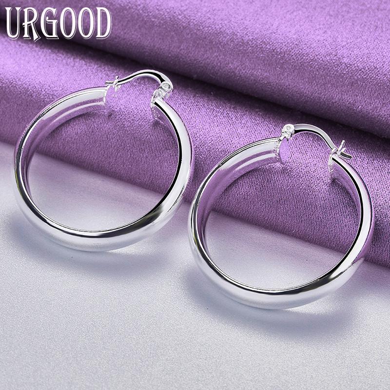925 Sterling Silver 35mm Round Earrings Gift Party Fashion Jewelry