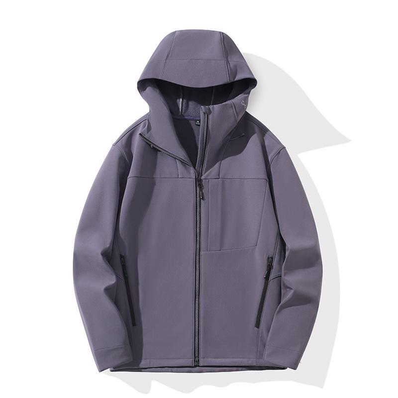 Unisex Waterproof Soft Shell Trekking Jacket with Fleece Lining and Hood for Outdoor Sports