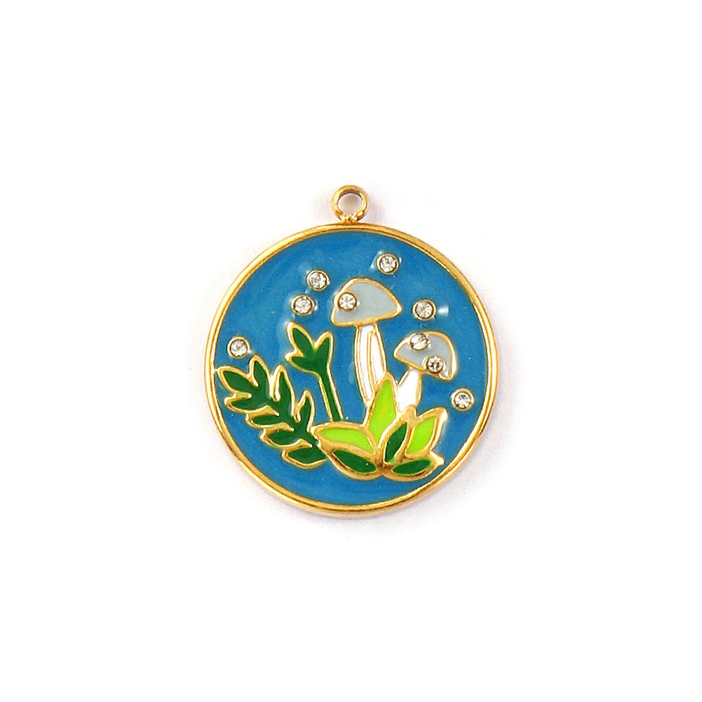 1Piece 304 Stainless Steel Charms 18K Gold Plated Enamel Strawberry Acorn Snail Mushroom Pendant For DIY Necklace Jewelry Making
