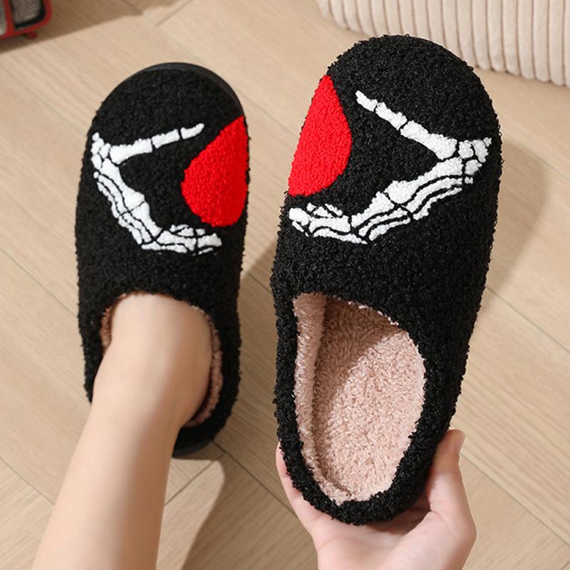 Autumn Winter Halloween Slippers Women Indoor Home Non Slip Warm Cotton Slippers Woman Lightweight Soft Plush Slides