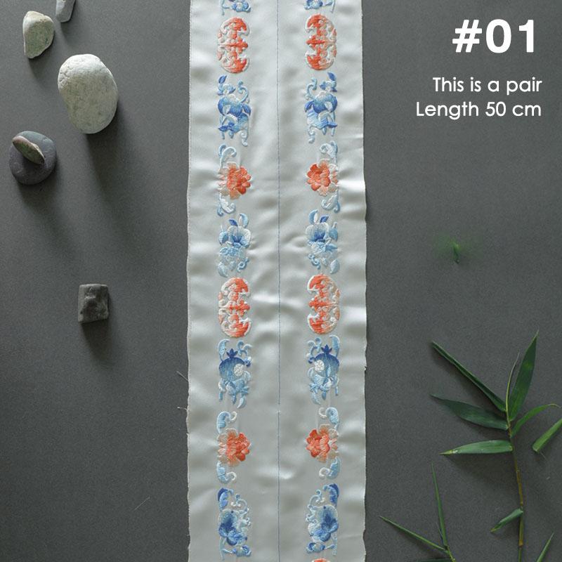 2Pcs 50cm Chinese Embroidery Lace Trim Webbing Ribbon For DIY Hanfu Cheongsam Lapel Collar Sleeve Edge Garment Decor Accessories